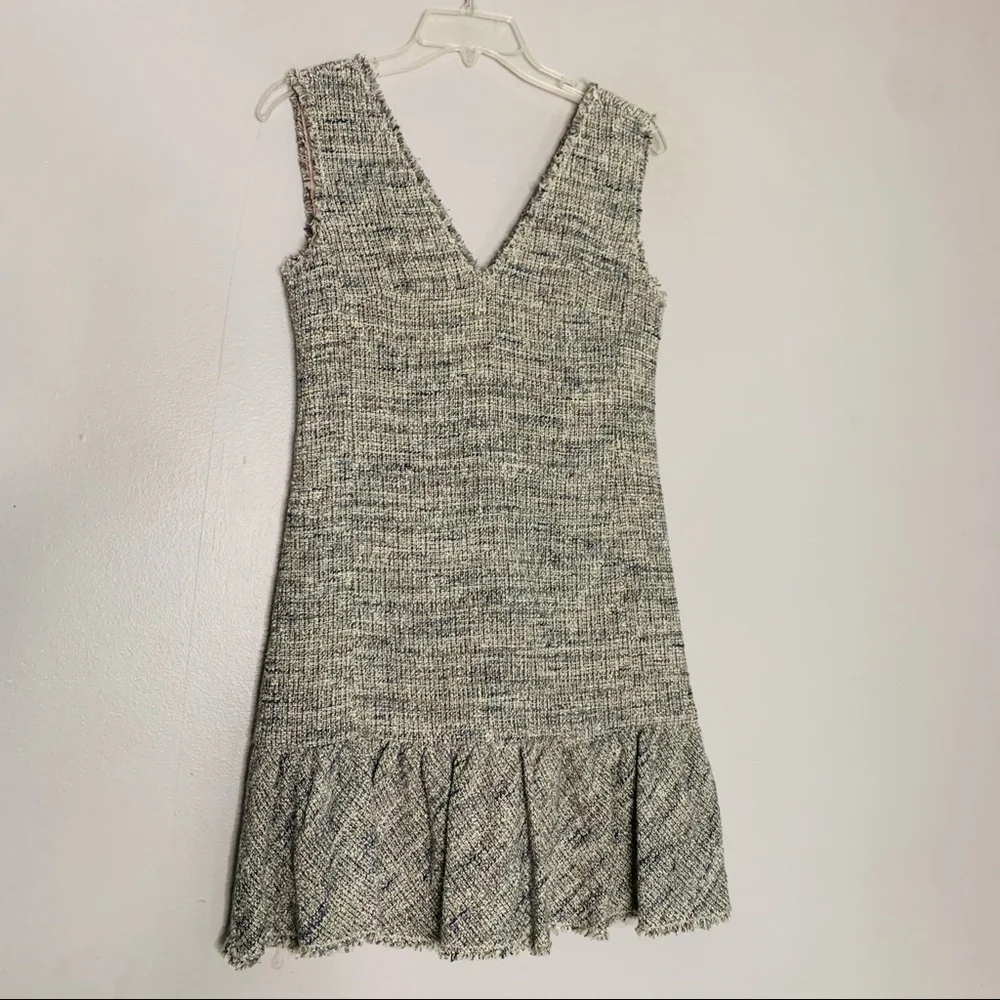 Rebecca Taylor Tweed V Neck Academia Drop waist dress mini dress professional 2 - Picture 2 of 7